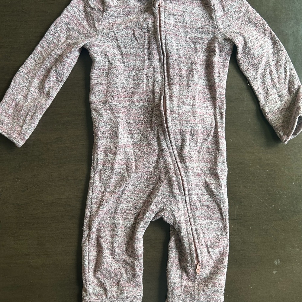 cloud island Pink Marled Knit Footed One-Piece